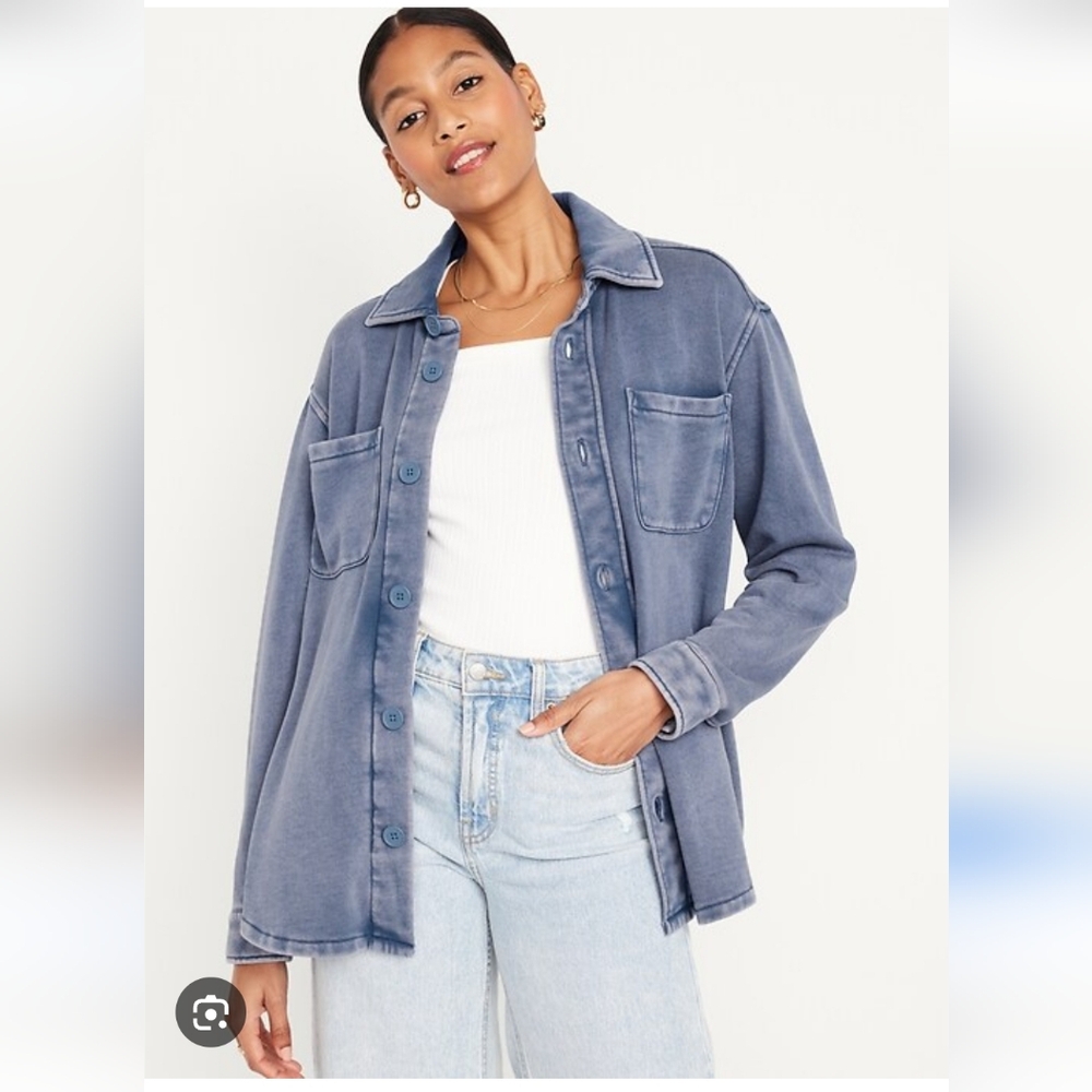 OLD NAVY Fleece Tunic Shacket South Wind Small